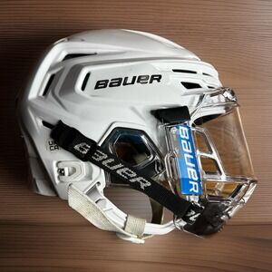 Bauer Reakt 150 Helmet Senior Small White Combo Clear Face Shield Bubble Hockey